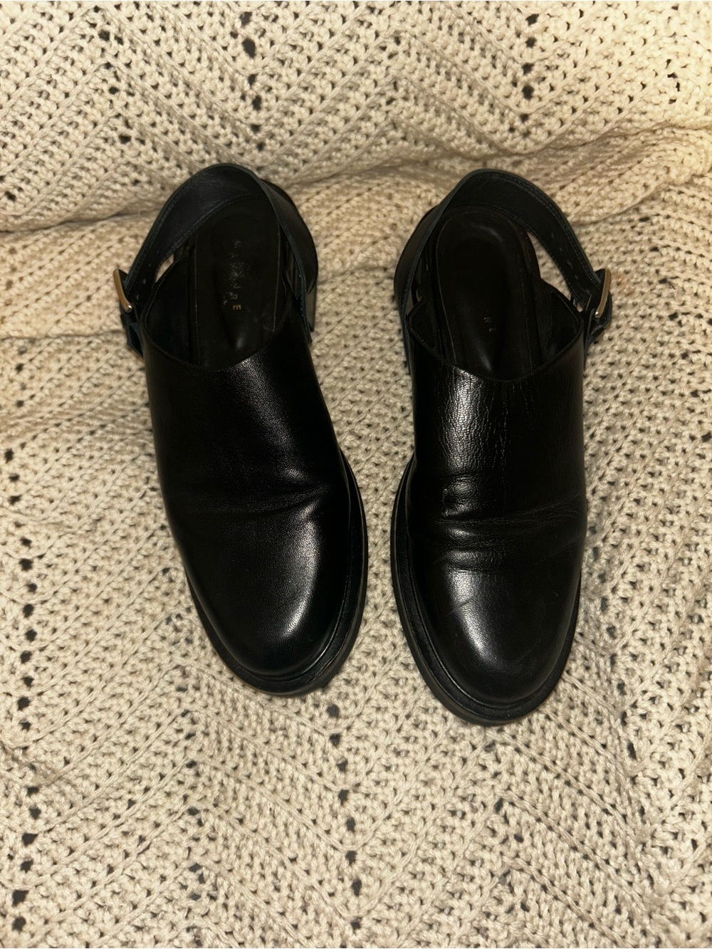Maguire Women's Black Leather Slingback Mules